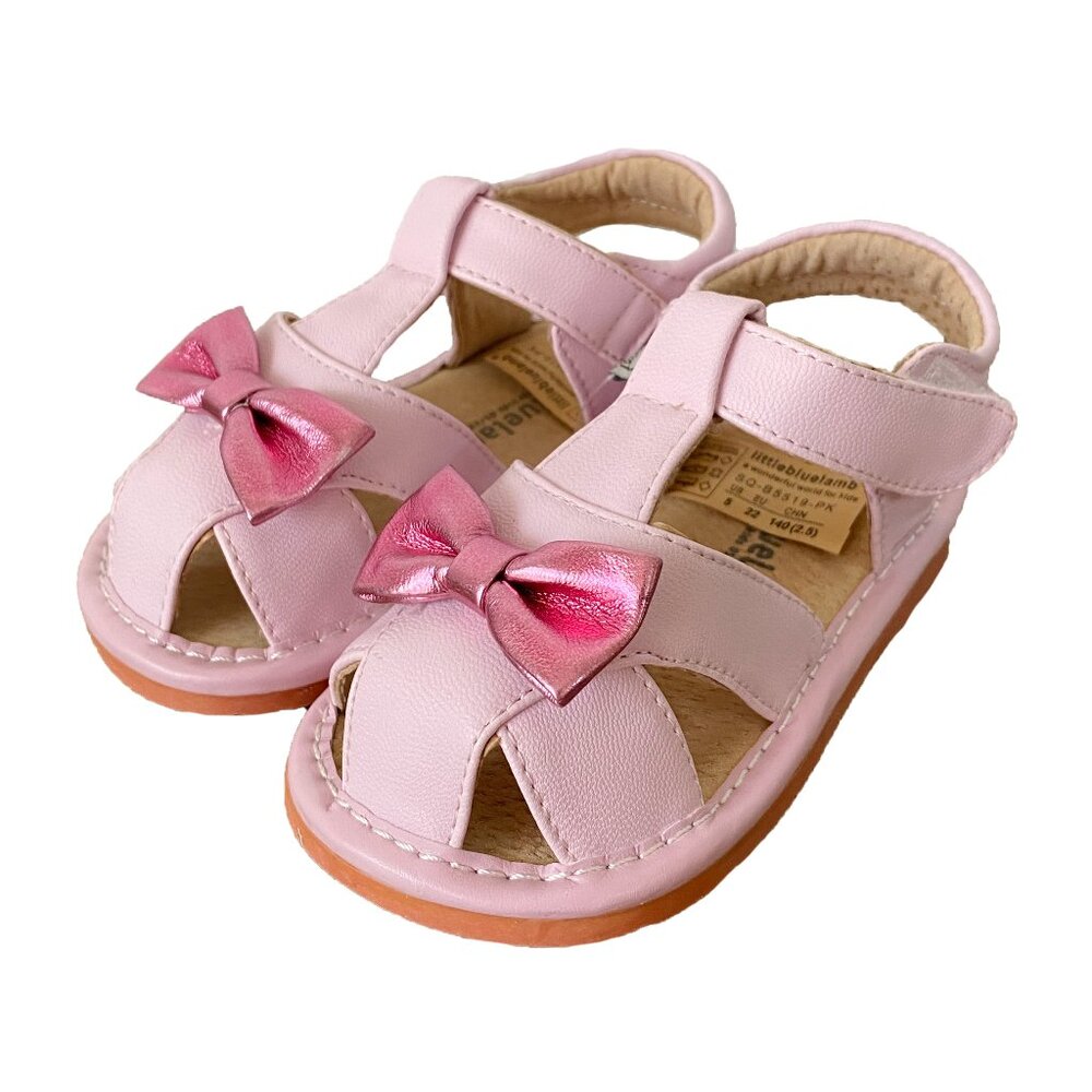 NEW ⭐️ Pink Squeaky Sandal with Metallic Bow - Multiple Toddler Sizes